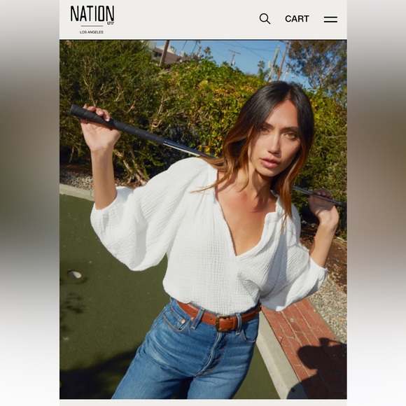 Nation LTD Tops - Nation Ltd. Gauze cotton  tee fray hem